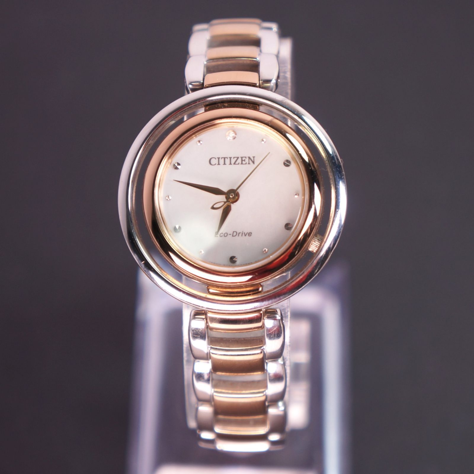 シチズン エル E031-S107172 ダイヤベゼル シェル文字盤 定価10万 CITIZEN エコドライブ ダイヤベゼル 白蝶貝 シェル盤 腕時計