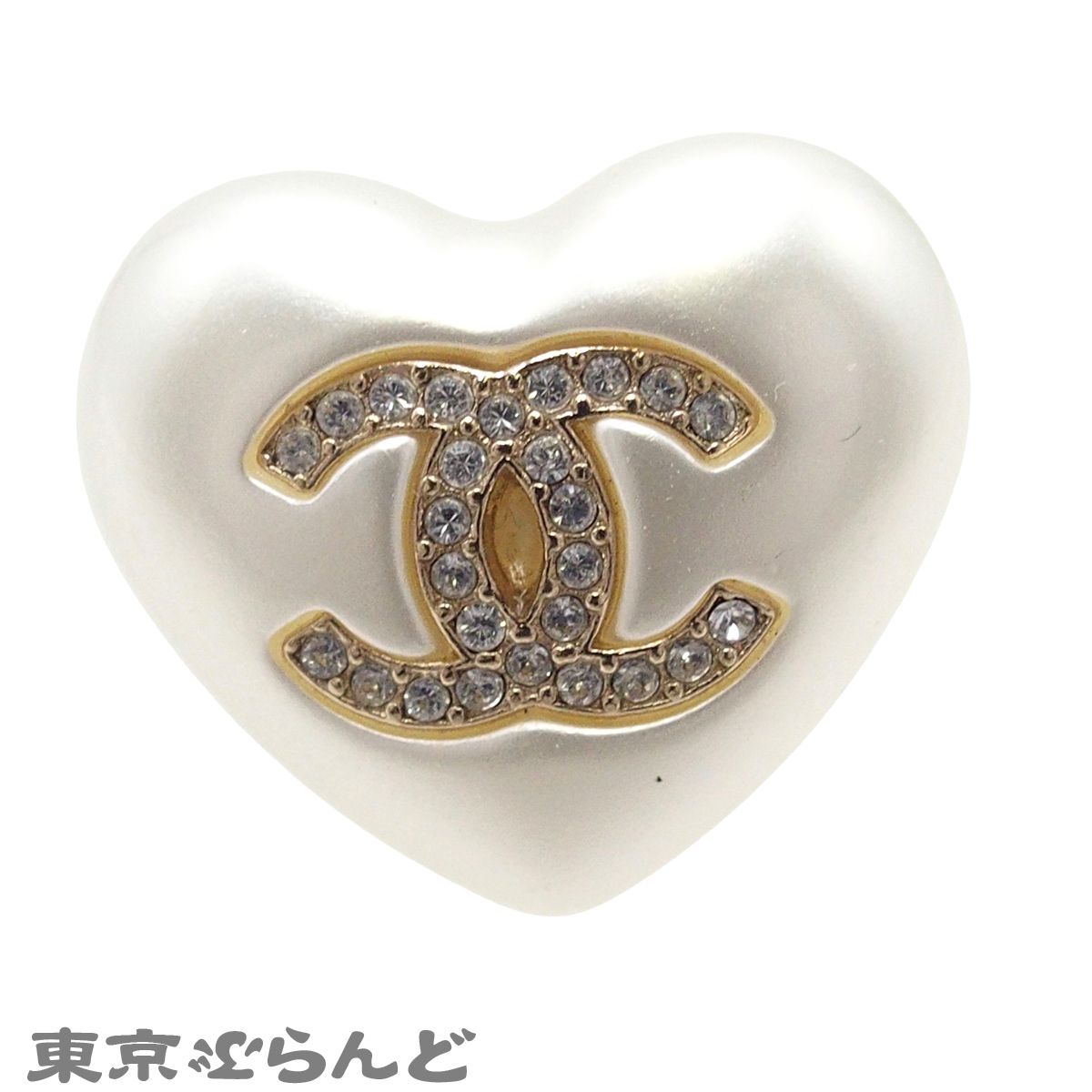 シャネル CHANEL ピアス ホワイト フェイクパール ハート ココマーク