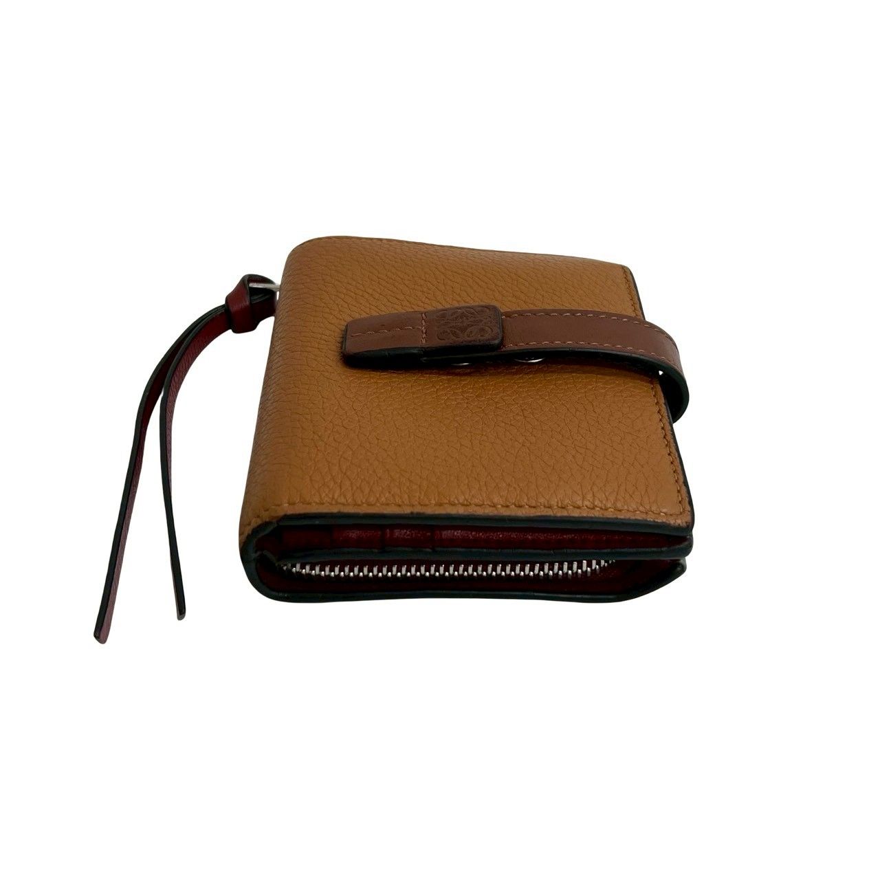 極 美品 希少品 LOEWE ロエベ アナグラム ロゴ 刻印 レザー 本革 二 