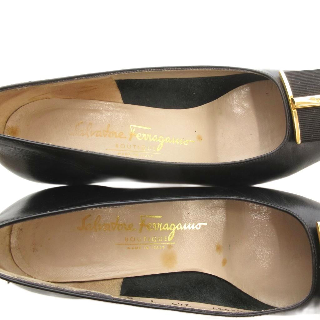 サルヴァトーレフェラガモ Salvatore Ferragamo パンプス レザー 7 黒