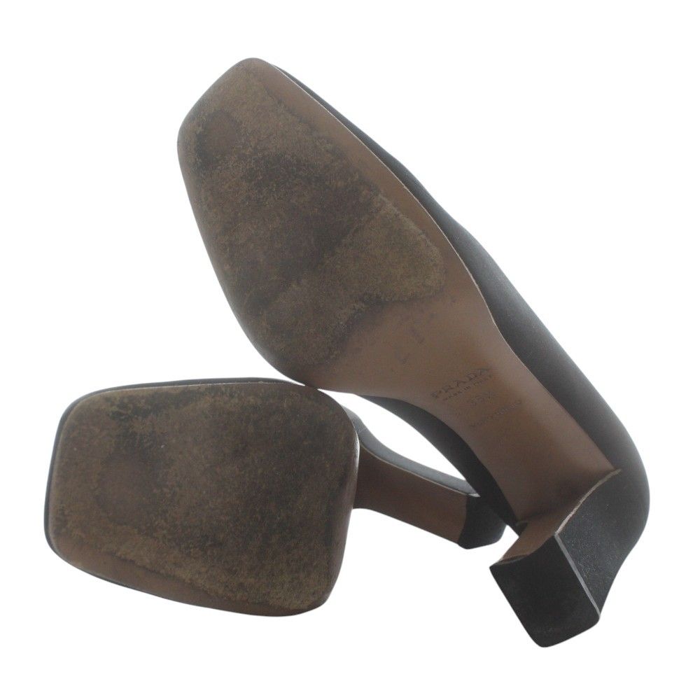 プラダ PRADA パンプス サテン スクエアトゥ ハイヒール 36.5 23.5