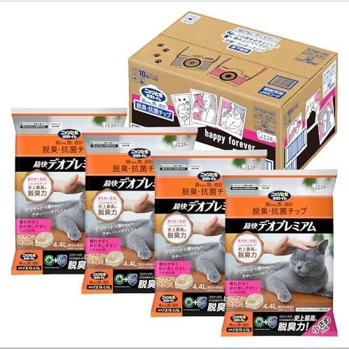 ニャンとも清潔トイレ 猫砂 脱臭・抗菌チップ 超快デオプレミアム 小さめの粒4.4L×4個