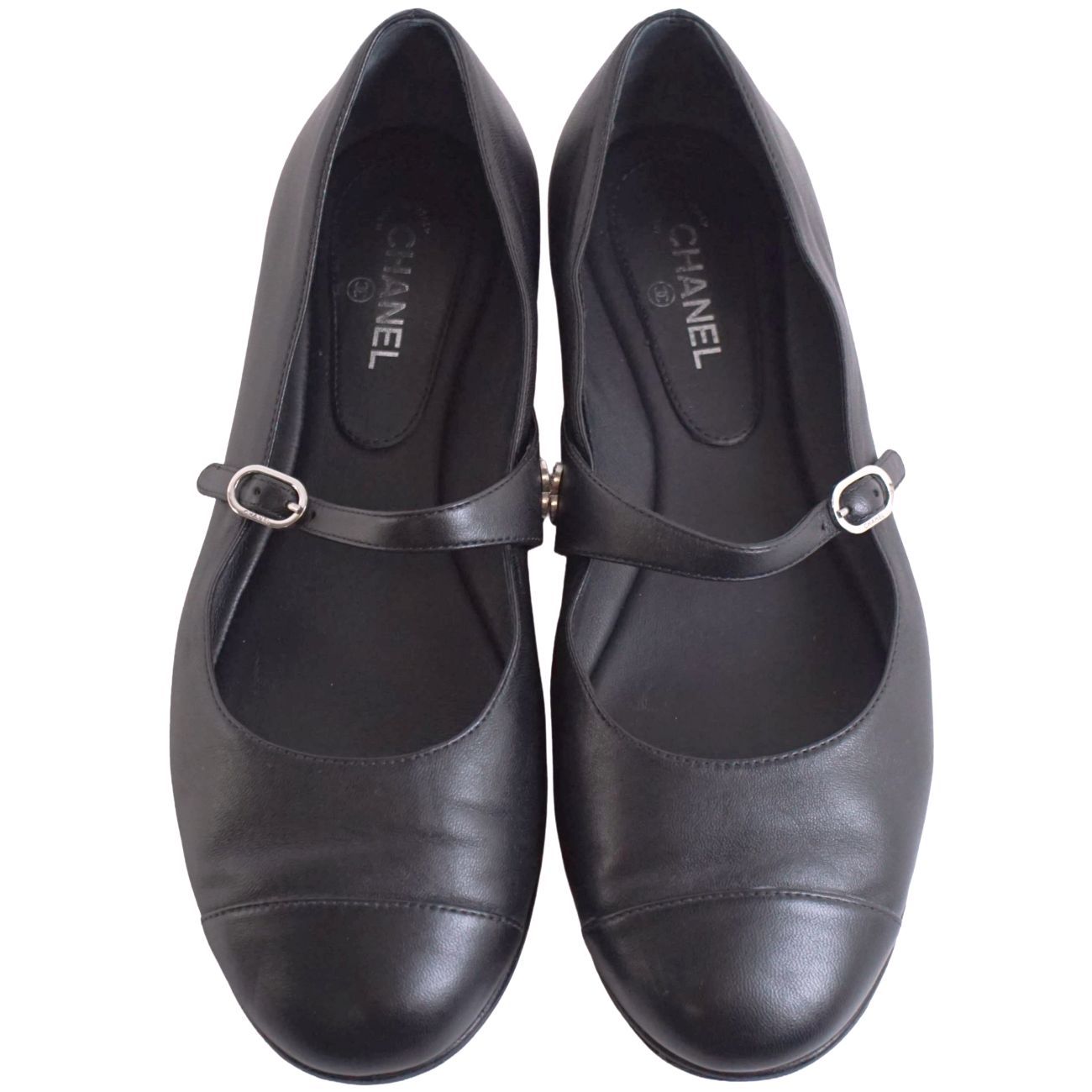 美品 シャネル CHANEL パンプス メリージェーン ストラップ レザー