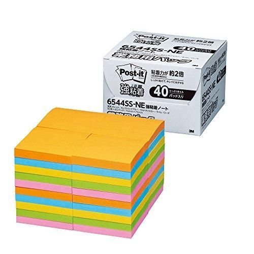 付箋 ポストイット 付箋 強粘着 ノート ネオンカラー 75×75mm 90枚×40冊
