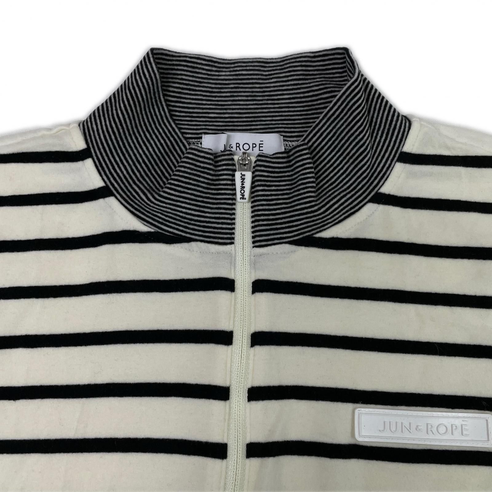 中古 レディース ジュン＆ロペ JUN&ROPE 長袖シャツ M 白×黒 クリーム