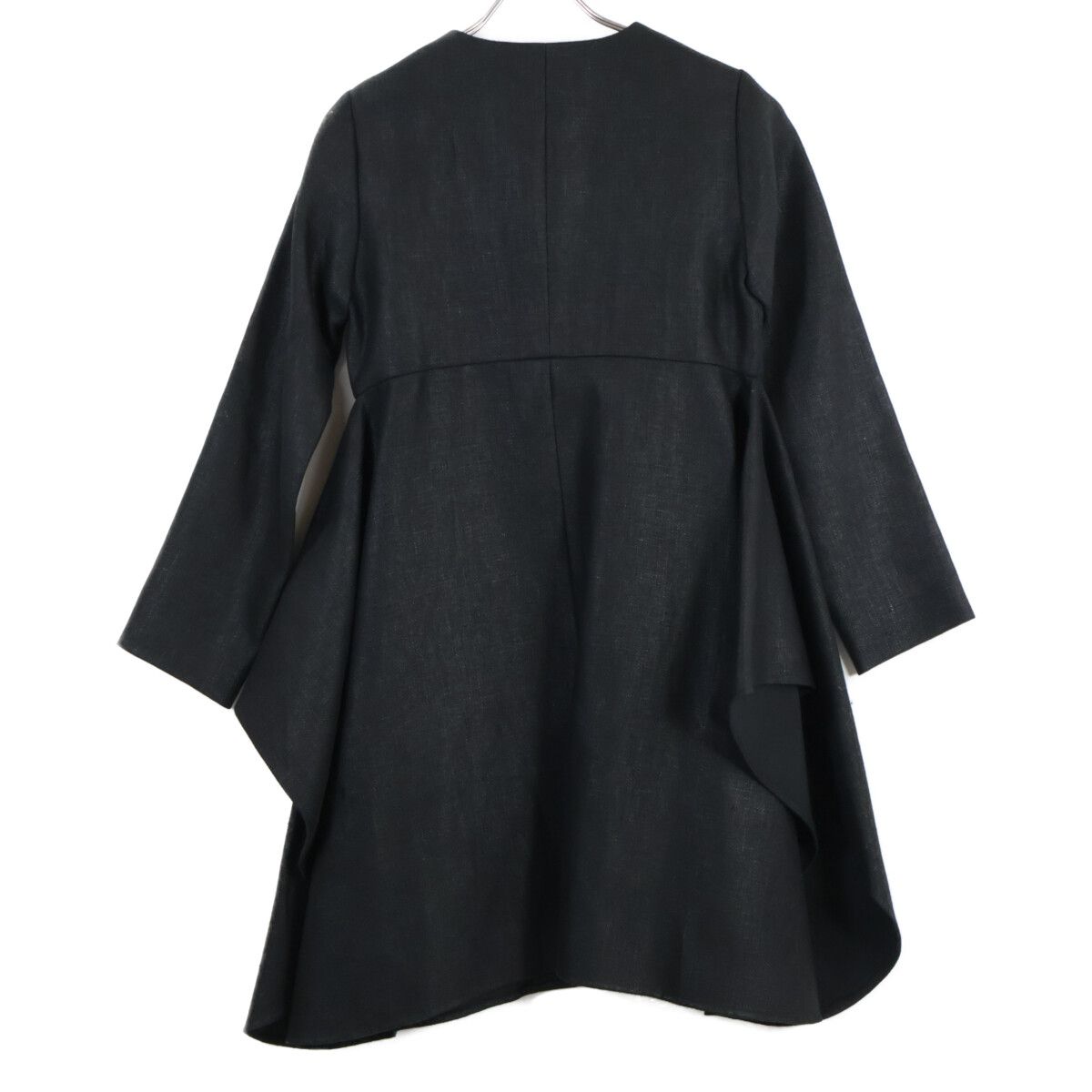 YOKOCHAN ヨーコチャン ﾌﾞﾗｯｸ YCC-117-066 ﾘﾈﾝ100% ﾉｰｶﾗｰ ﾌﾚｱｺｰﾄ 38