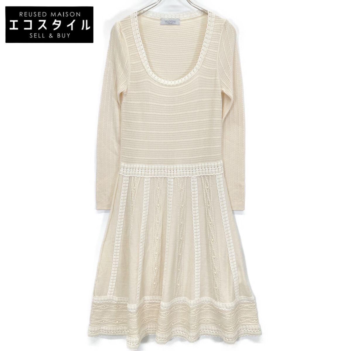 VALENTINO ヴァレンティノ DBA9A982-VM1248B ｱｲﾎﾞﾘｰ ﾛﾝｸﾞｽﾘｰﾌﾞ 刺繍