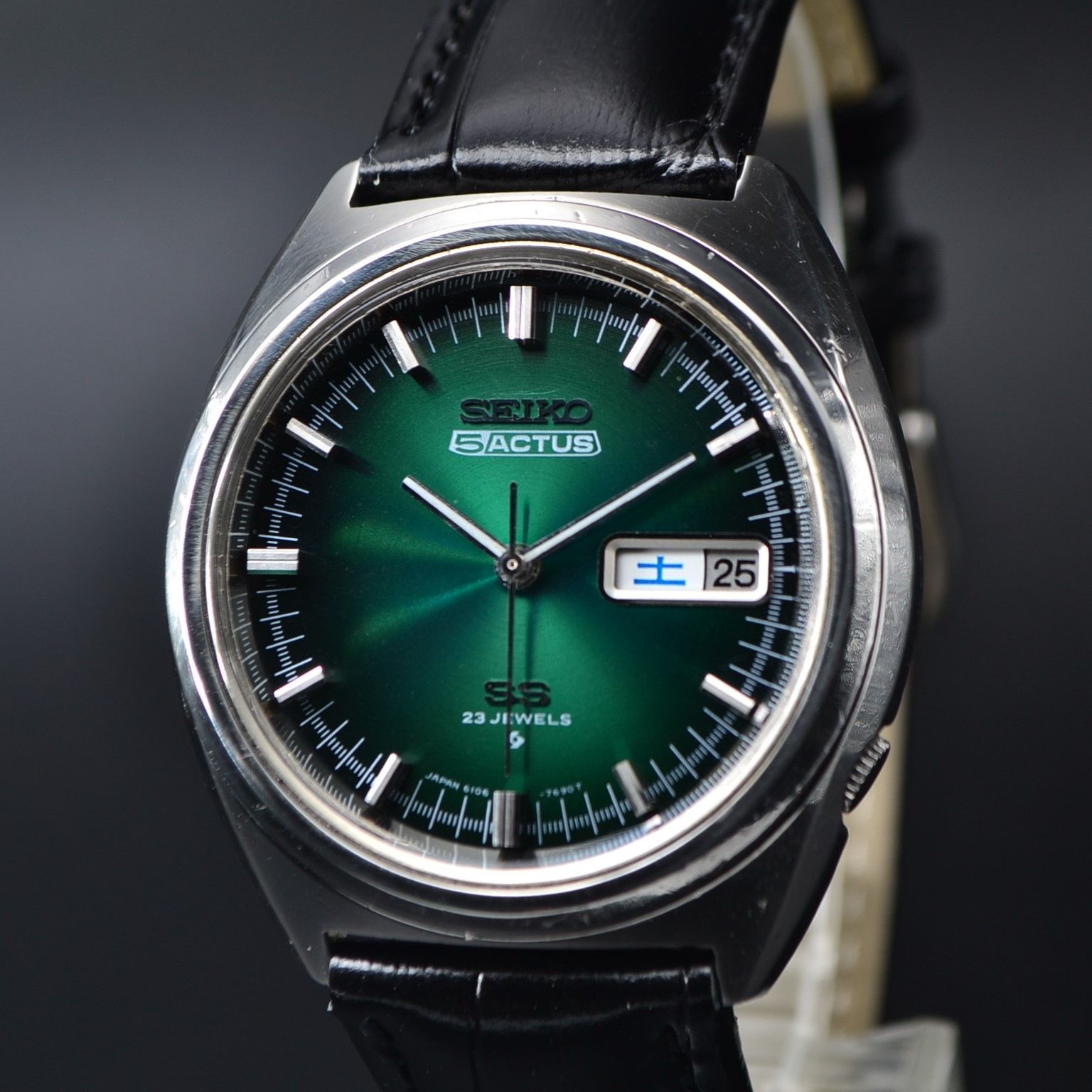 OH済 SEIKO 5ACTUS SS グリーン 61アクタス