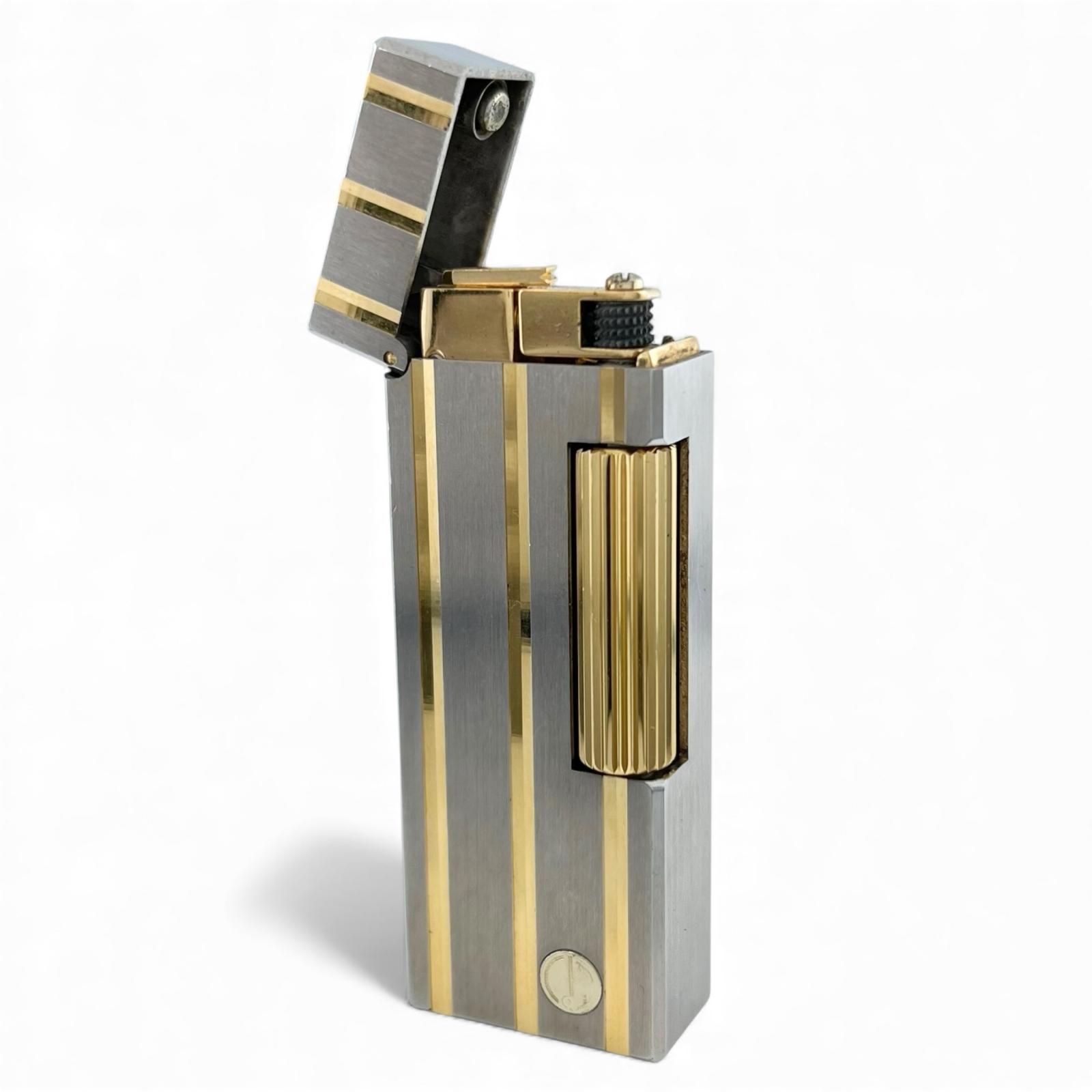 美品△Dunhill ダンヒル スクエア ストライプ柄 ローラー式 喫煙具