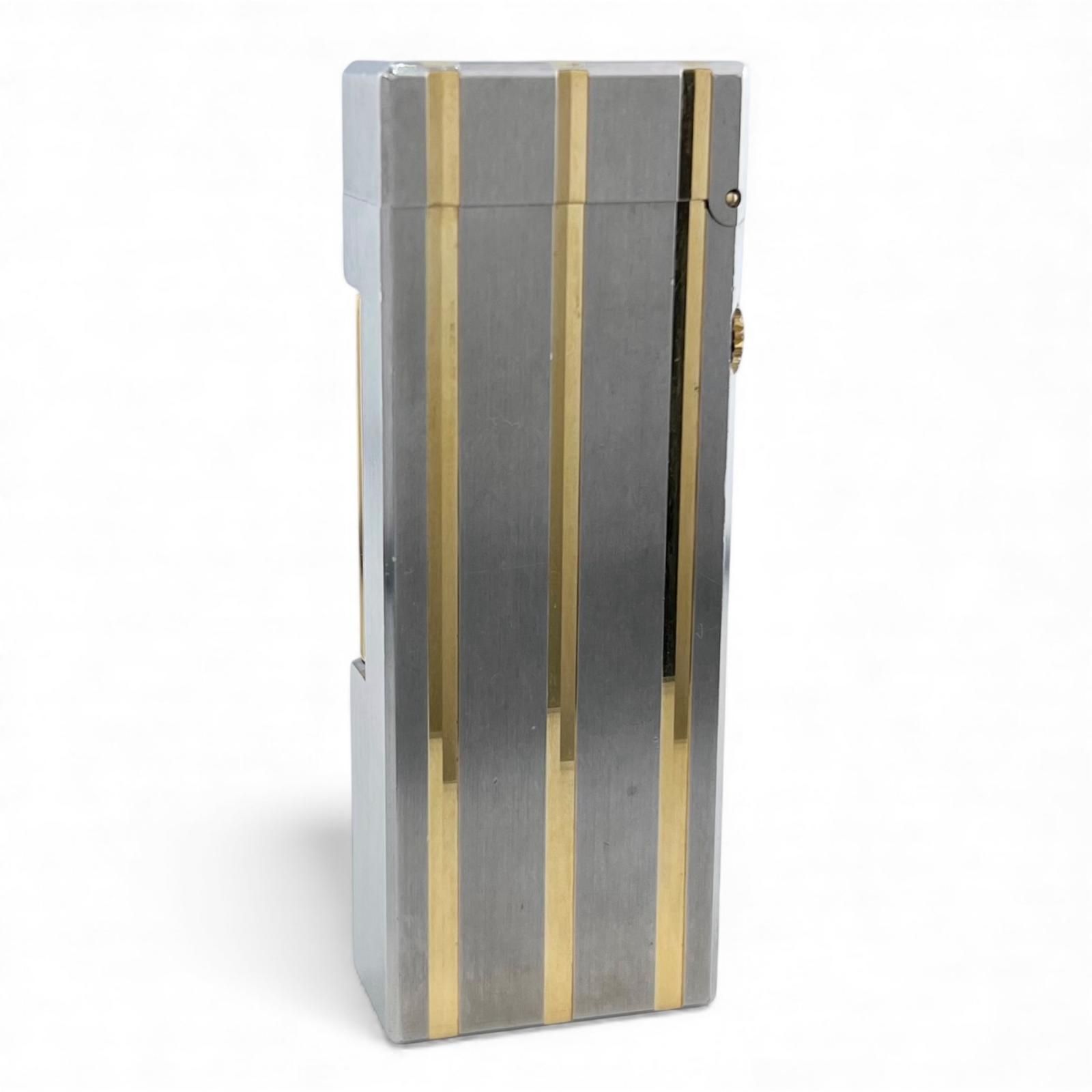 美品△Dunhill ダンヒル スクエア ストライプ柄 ローラー式 喫煙具