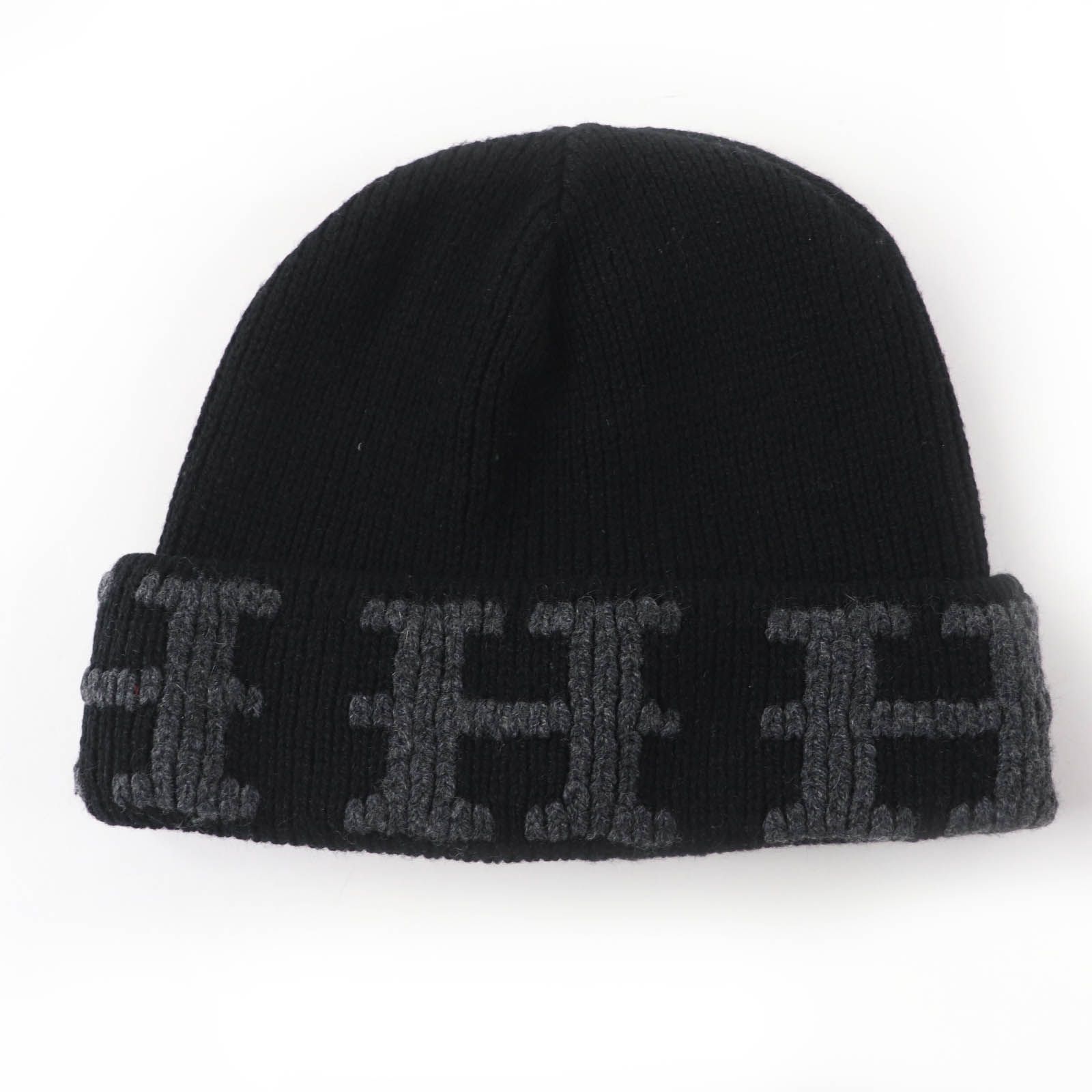 極美品☆HERMES エルメス カシミヤ100％ Hモチーフ ニットキャップ