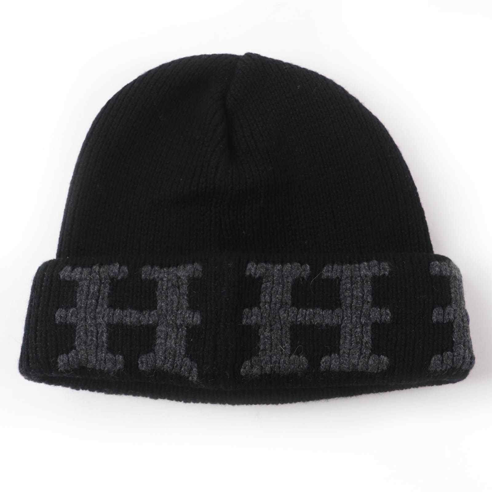 極美品☆HERMES エルメス カシミヤ100％ Hモチーフ ニットキャップ