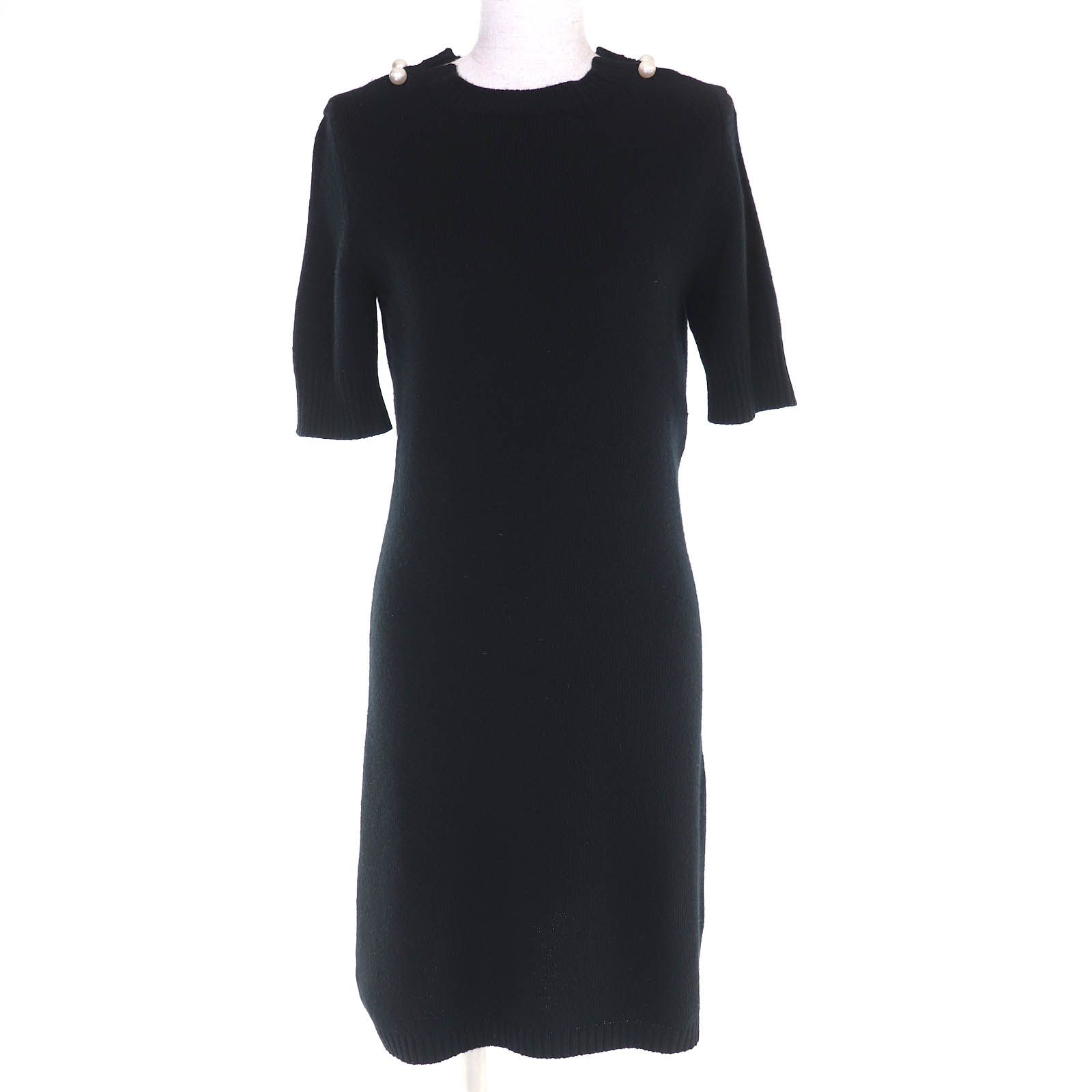 美品△CHANEL シャネル P57393 カシミヤ100％ ココマークパール 半袖  