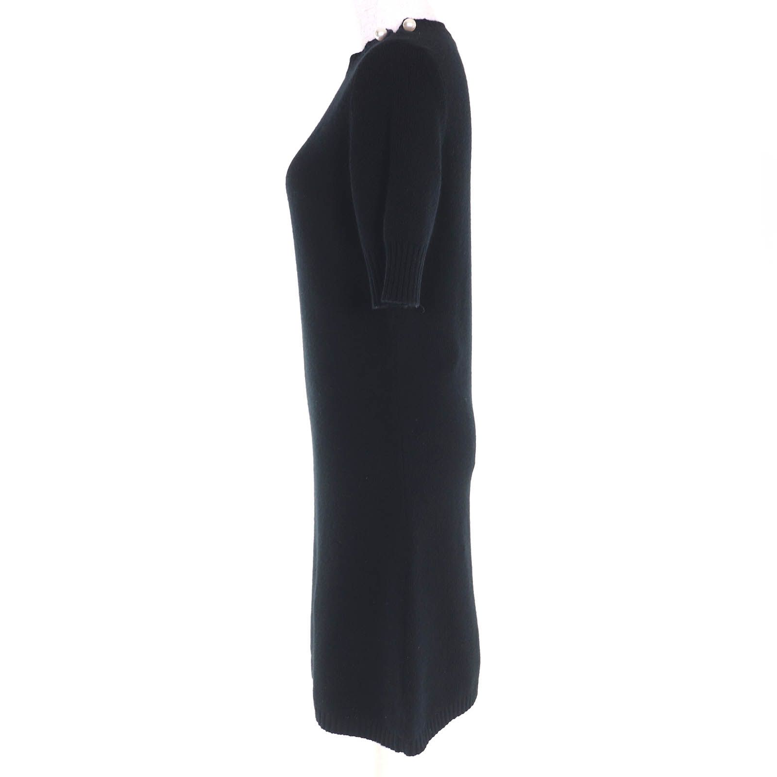 美品△CHANEL シャネル P57393 カシミヤ100％ ココマークパール 半袖