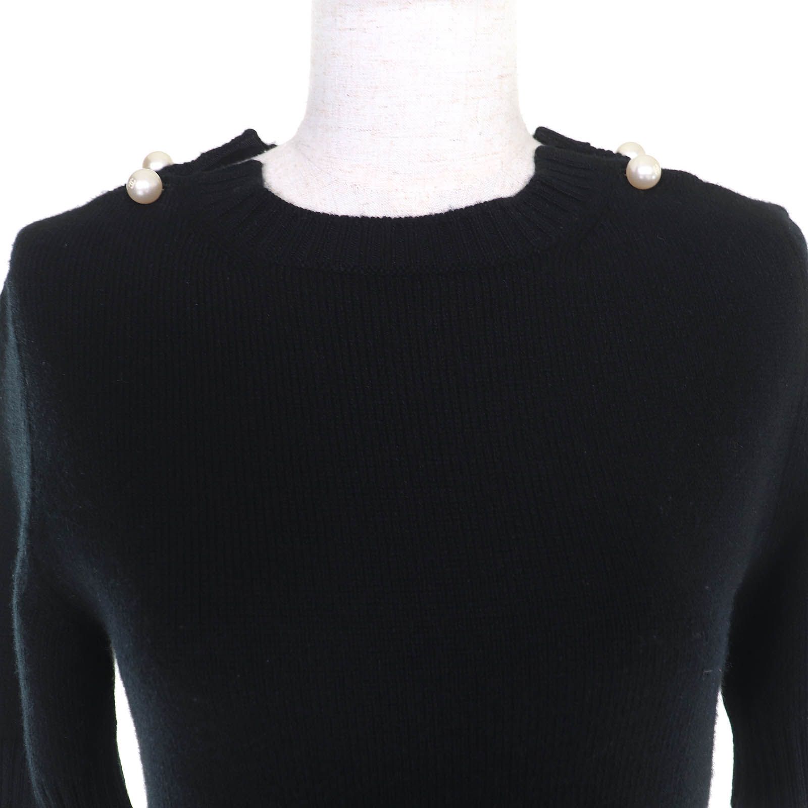 美品△CHANEL シャネル P57393 カシミヤ100％ ココマークパール 半袖