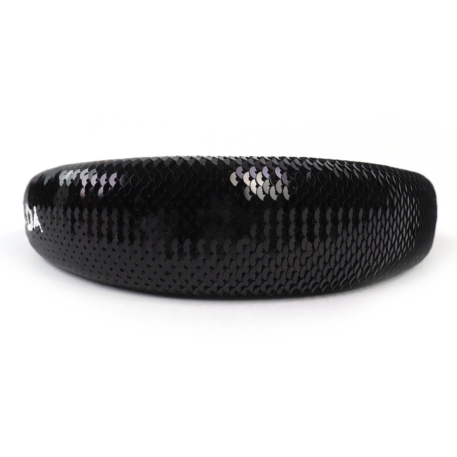 極美品△PRADA プラダ 1IH019 ロゴ スパンコール カチューシャ ヘア