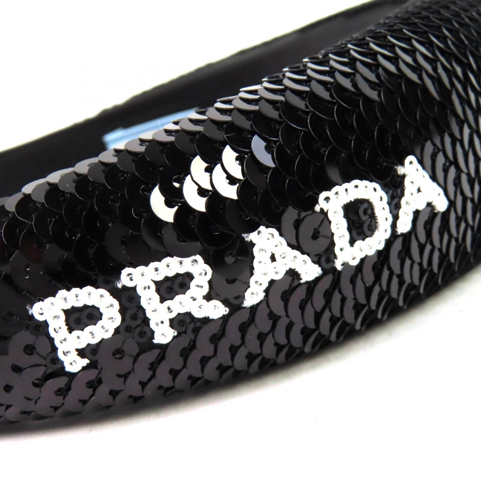 極美品△PRADA プラダ 1IH019 ロゴ スパンコール カチューシャ ヘア