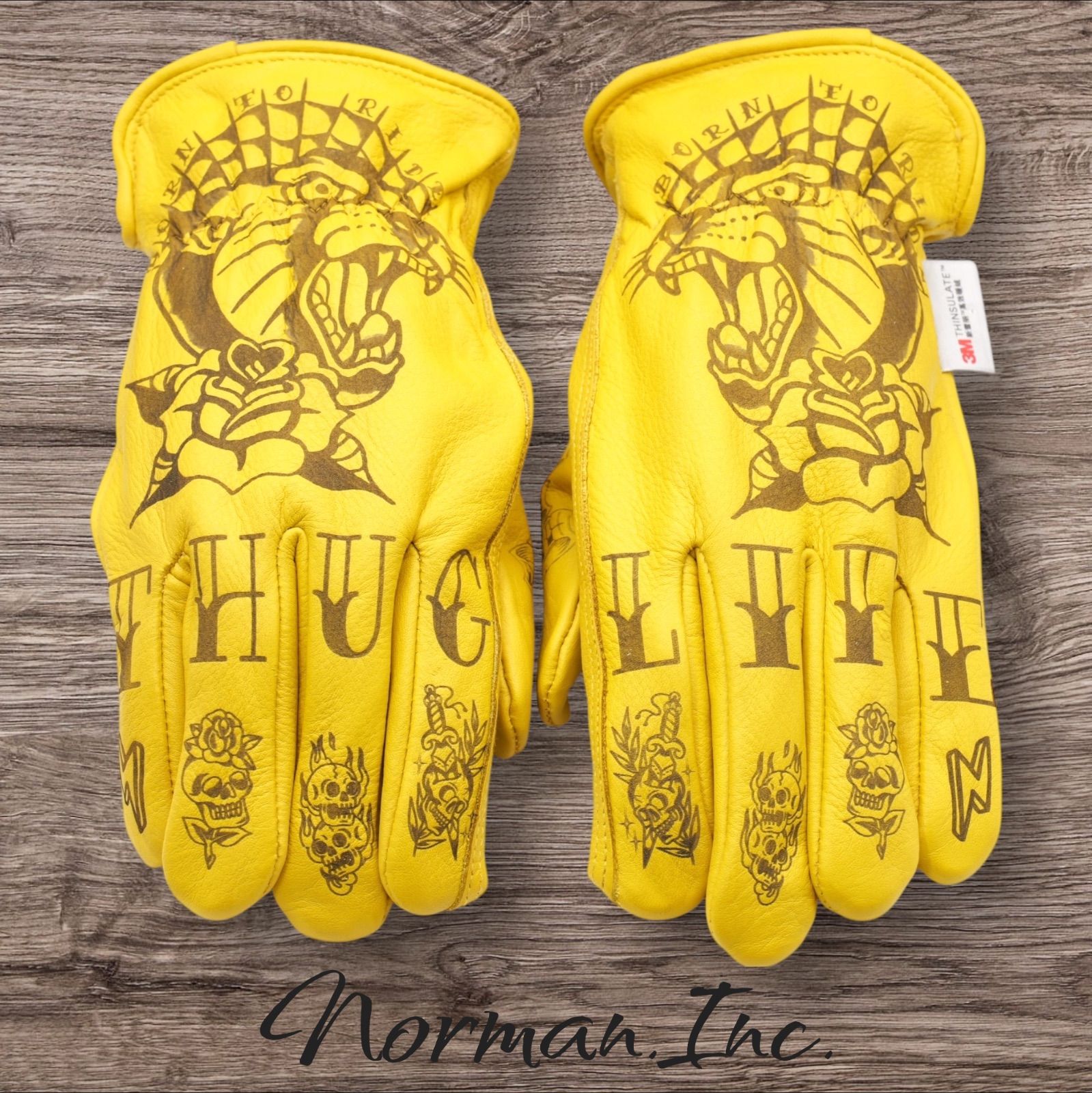 牛革 冬用 保温綿 裏起毛 レザーグローブ アメリカン バイク ハーレー