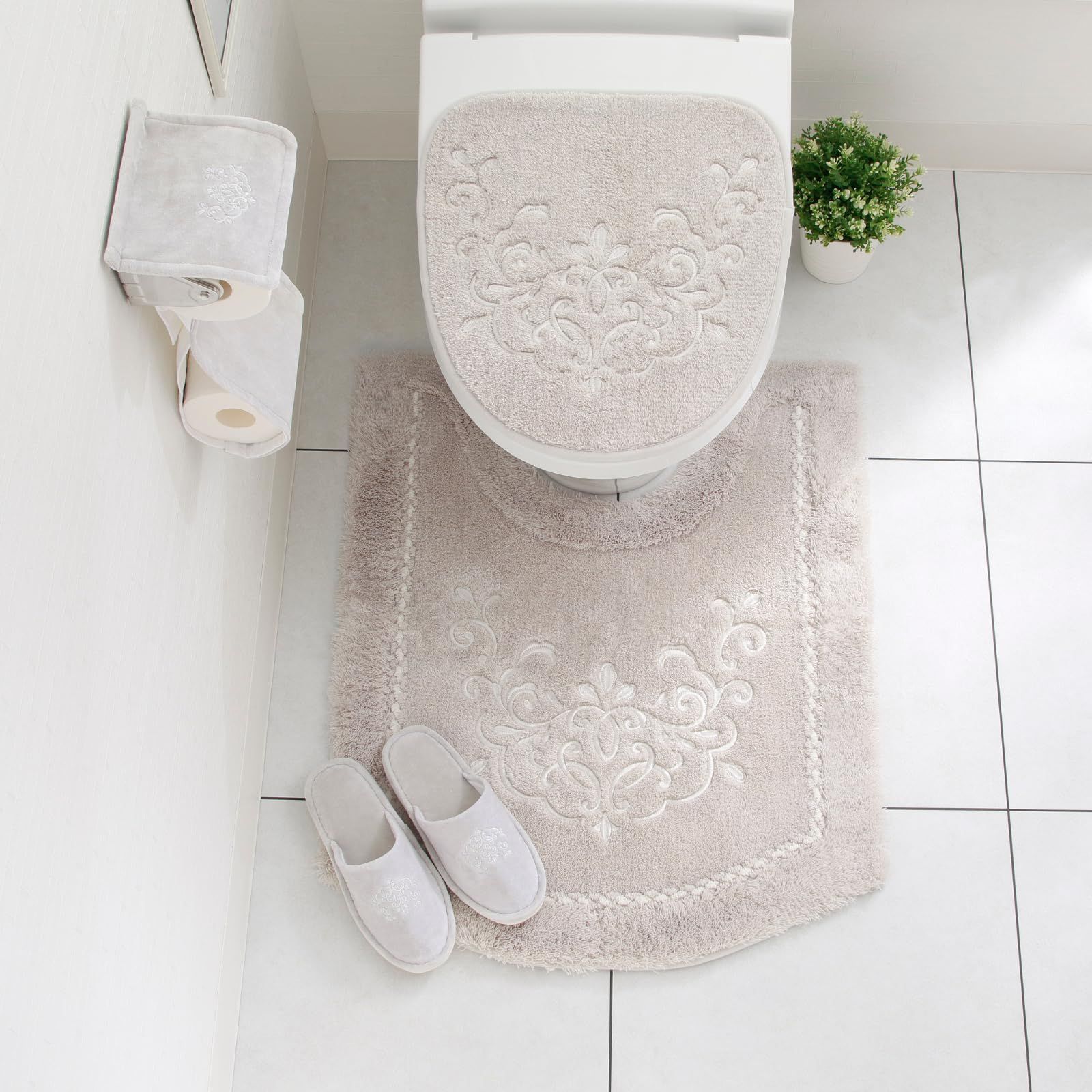 DaiDo 大同 ブリンク トイレマット スリッパ セット ロング グレー