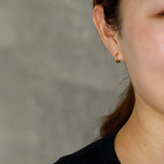 ジュエリーの町 山梨甲府製】K18 フープピアス 18金 2x10mm 片耳 1個