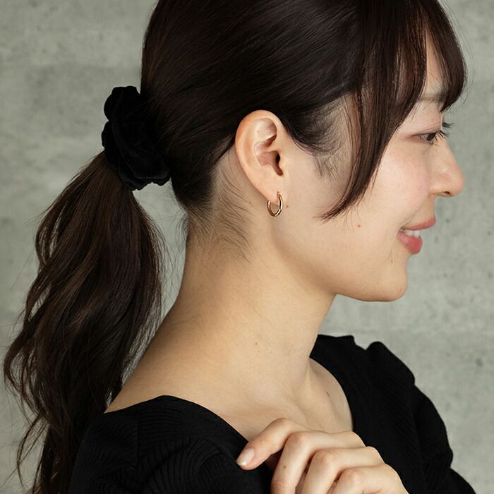 ジュエリーの町 山梨甲府製】K18 フープピアス 18金 2x15mm 片耳 1個