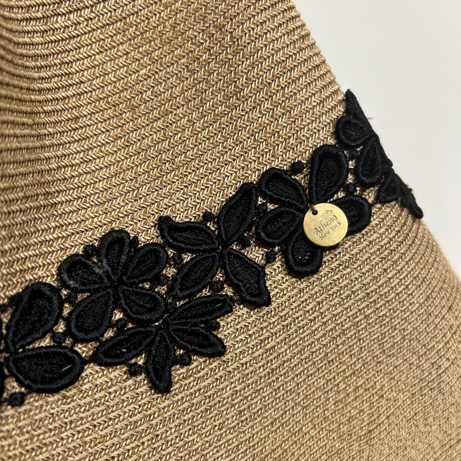 アシーナ Athena New York 黒 レース 麦わら帽子 ペーパー - メルカリ