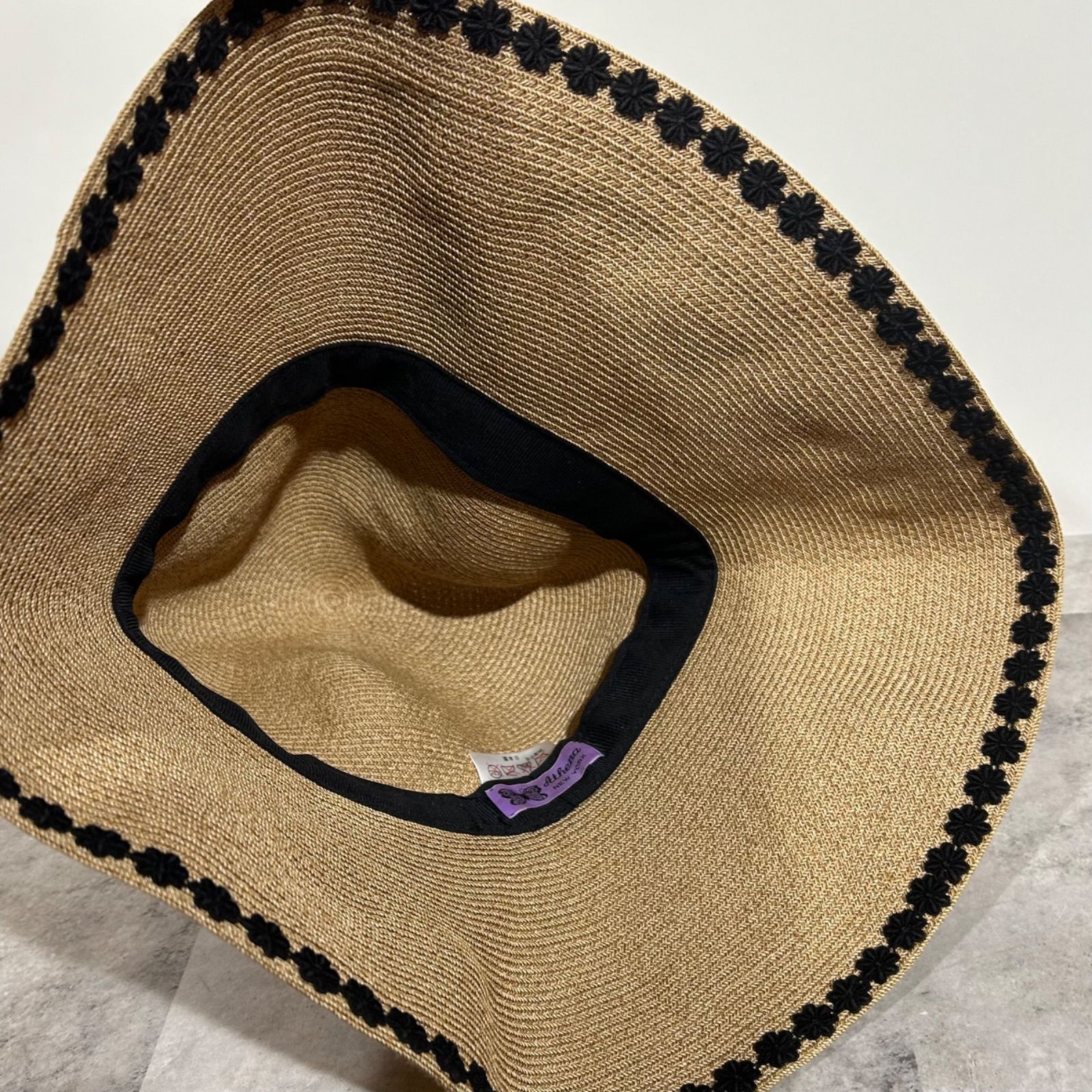 アシーナ Athena New York 黒 レース 麦わら帽子 ペーパー - メルカリ