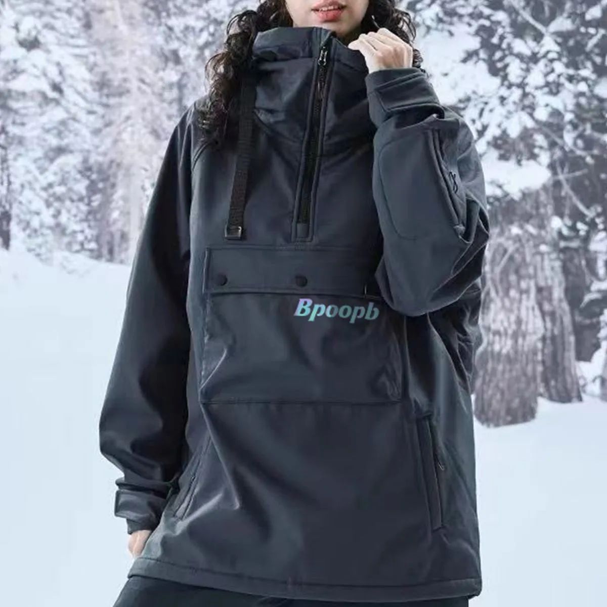 2点セット】スキーウェア 上下セット 裏起毛 ブラック パープル 厚手