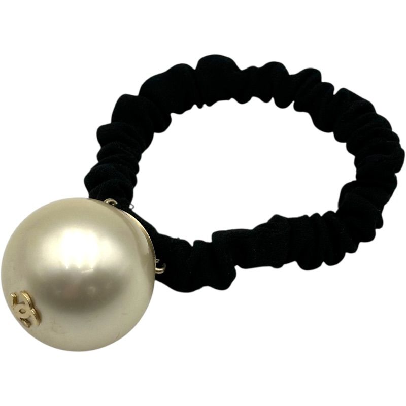 シャネル CHANEL ココマーク パール シュシュ ブラック フェイクパール