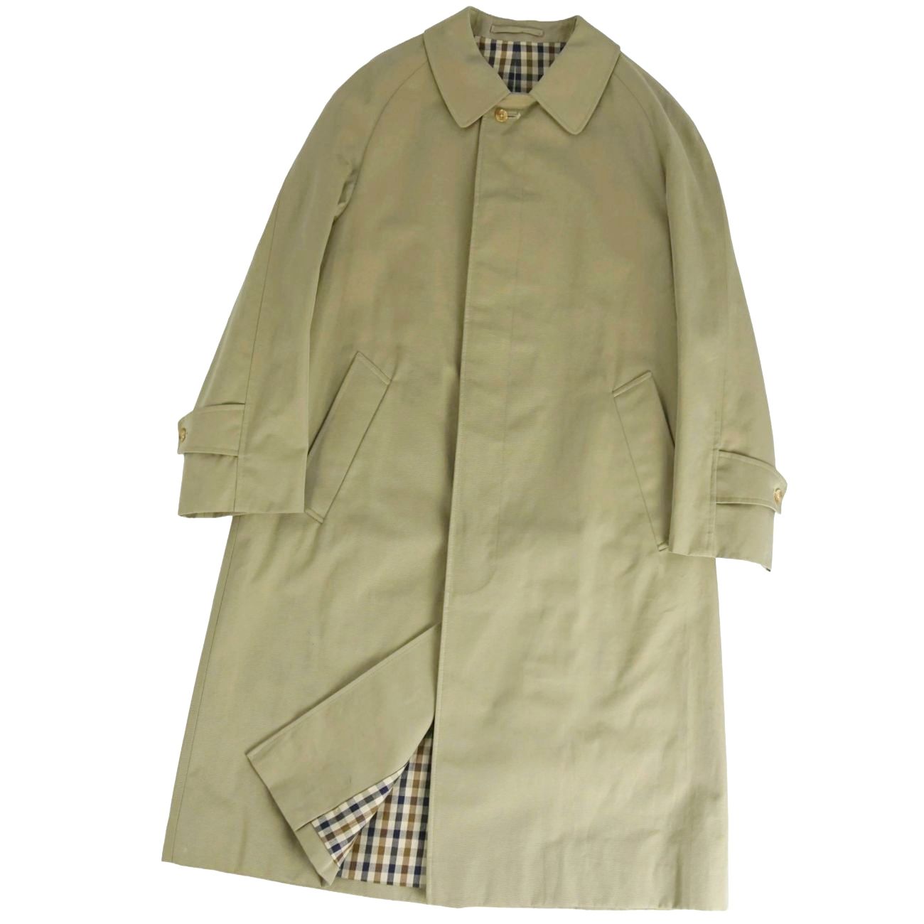 美品 アクアスキュータム Aquascutum 英国製 ステンカラーコート バル 