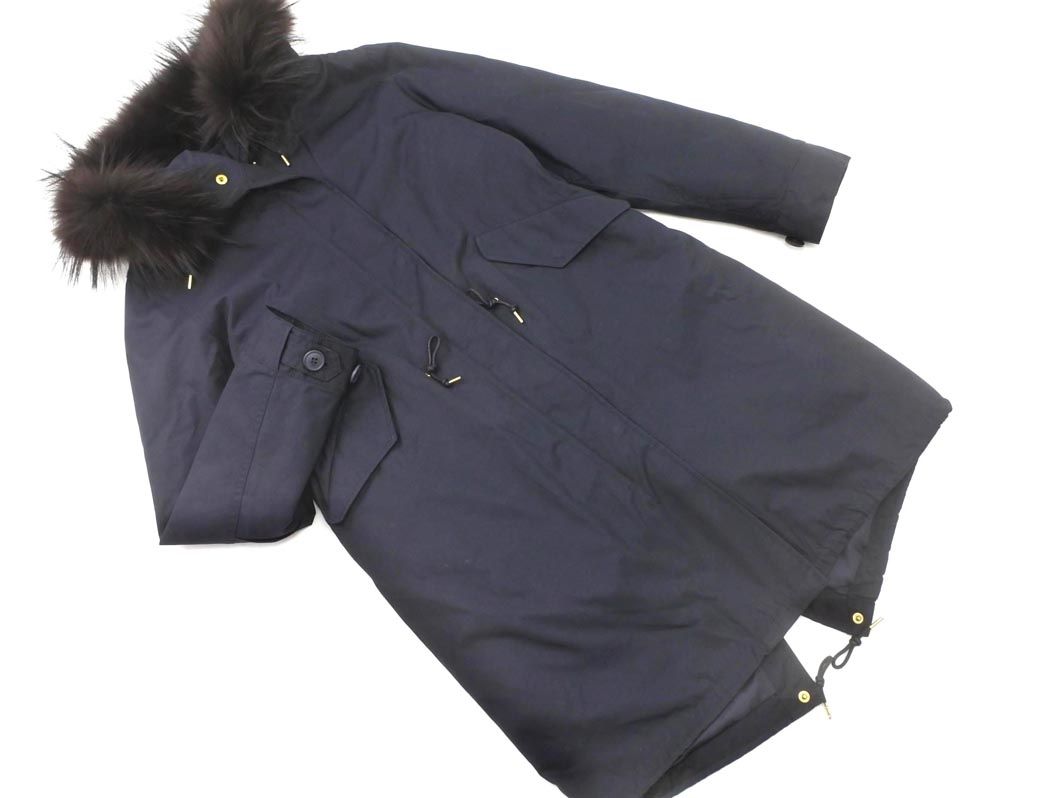 美品　IENA イエナ モッズコート リアルファー ライナー フード　ネイビー IENA イエナ ライナー付 チャイニーズラクーンファー モッズ コート