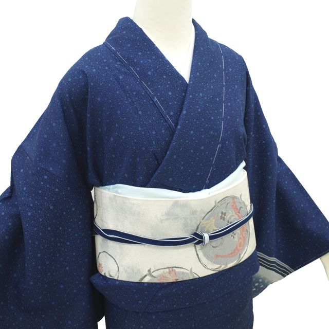 新古品】 すごい値！ 紬 訪問着 袷 着物 未使用 正絹 紺色 ネイビー