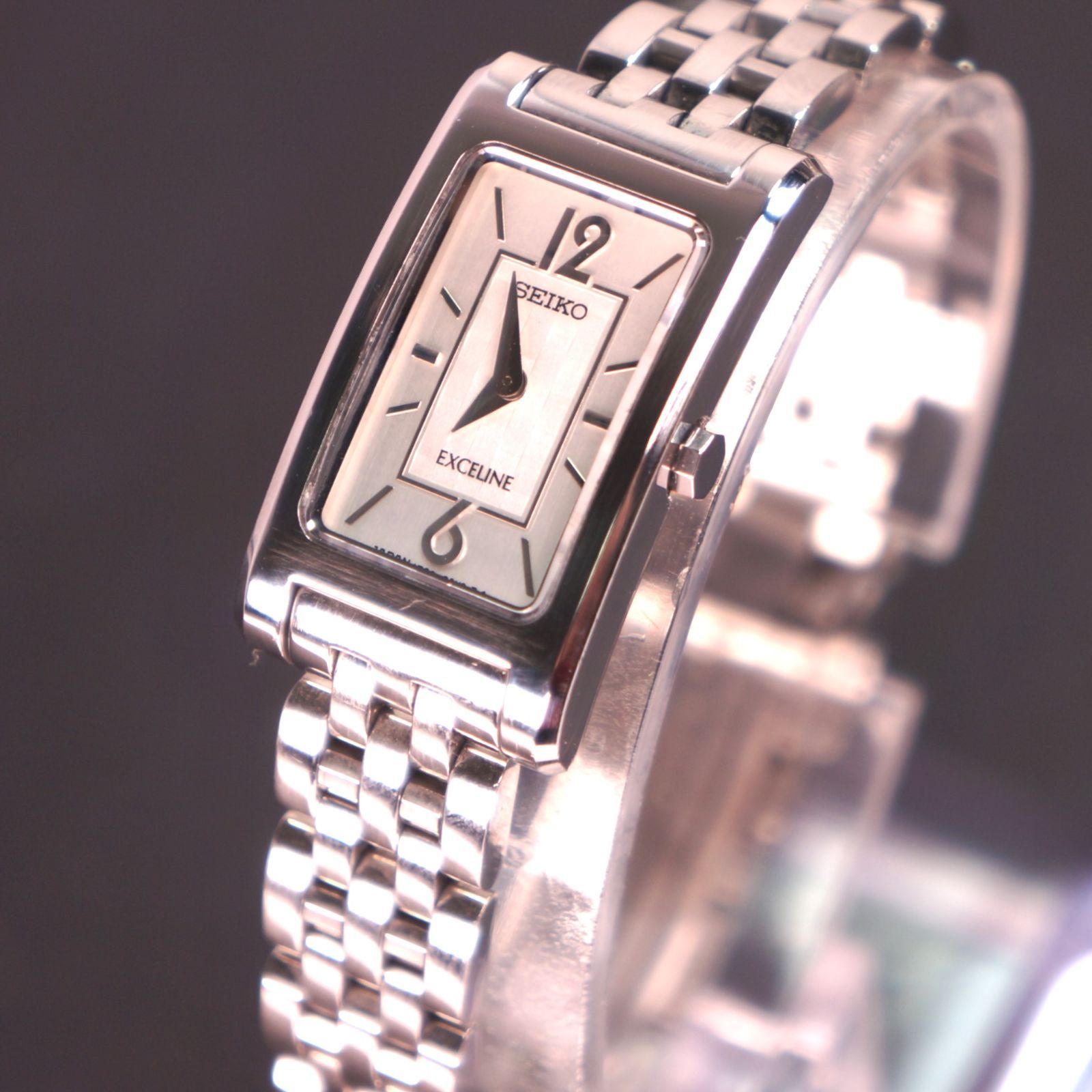 稼働品】 SEIKO EXCELINE レクタンギュラー レディース腕時計 電池交換