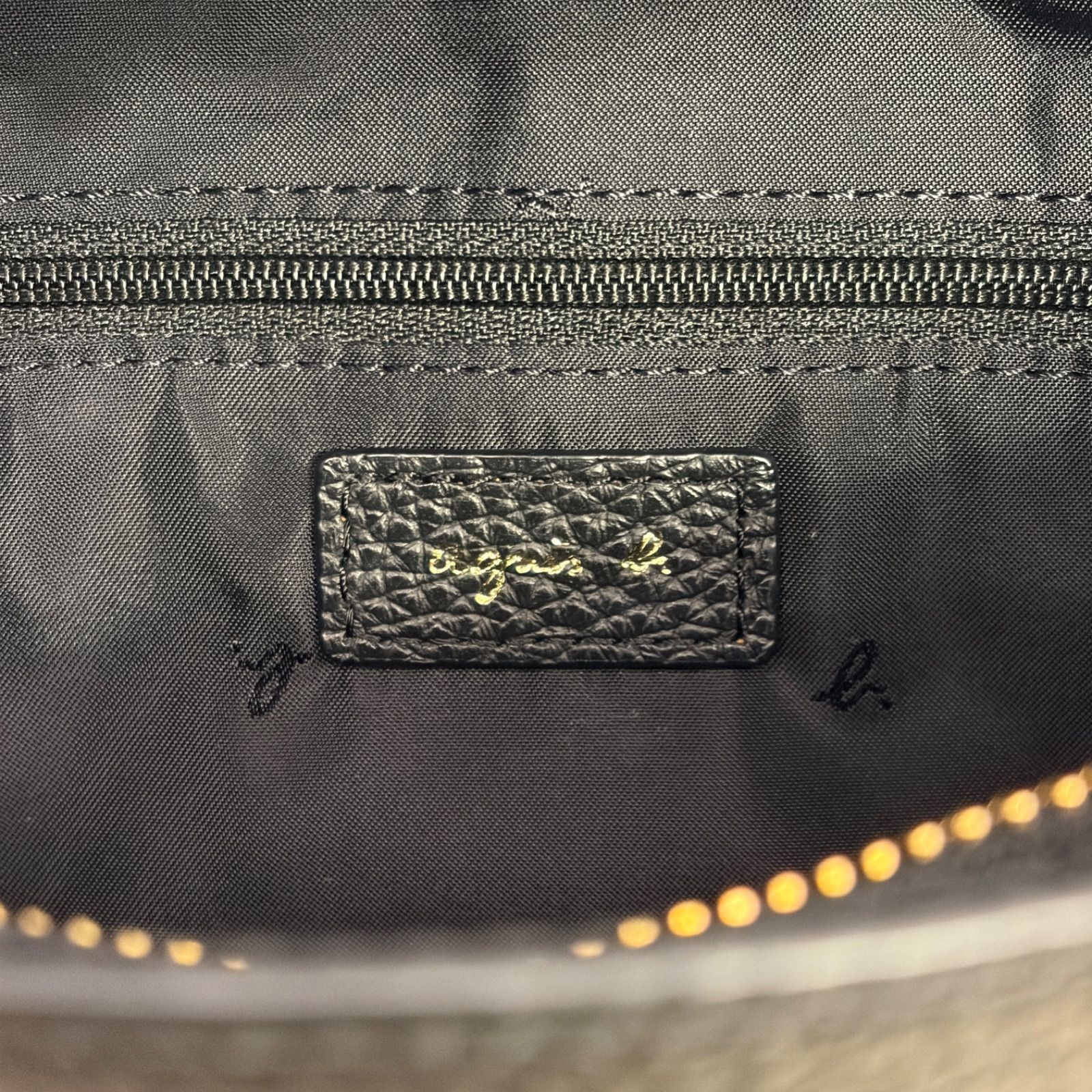 agnes b. アニエスベー レザー ショルダーバッグ ブラック ゴールド