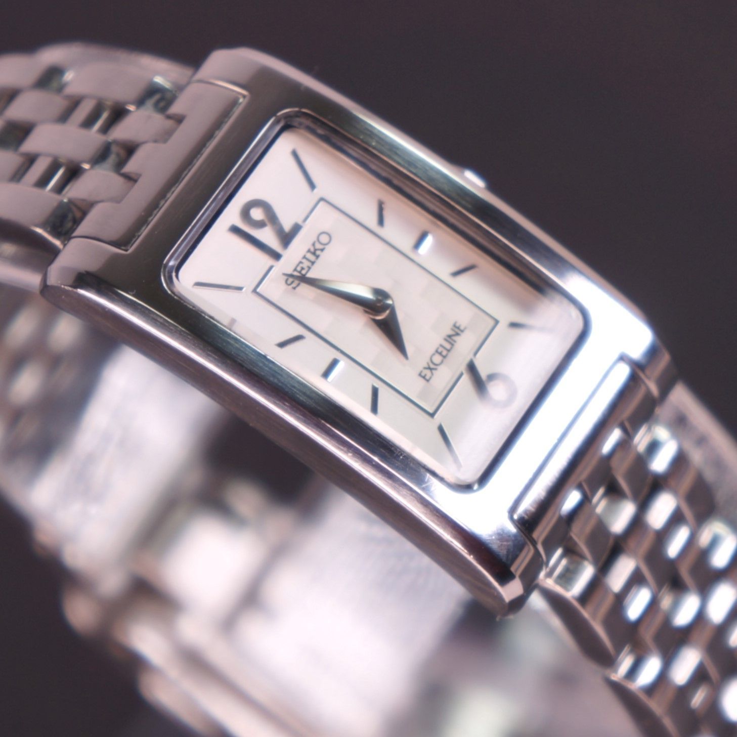 稼働品】 SEIKO EXCELINE レクタンギュラー レディース腕時計 電池交換