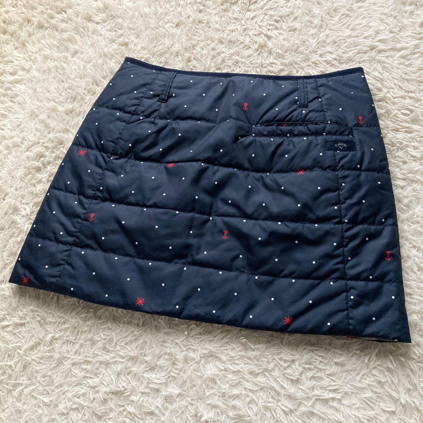 Callaway golf　中綿　リバーシブル　スカート　ネイビー＆グレー 美品 キャロウェイ Callaway 中綿 ミニスカート リバーシブル 防寒