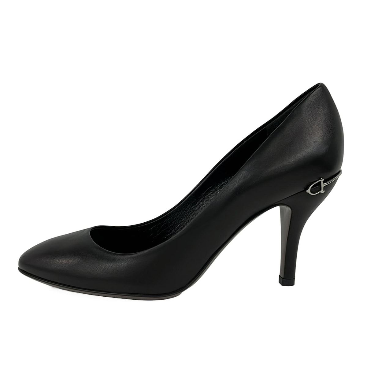 GUCCI(グッチ) パンプス 37 1/2 レディース美品 - 黒×シルバー レザー