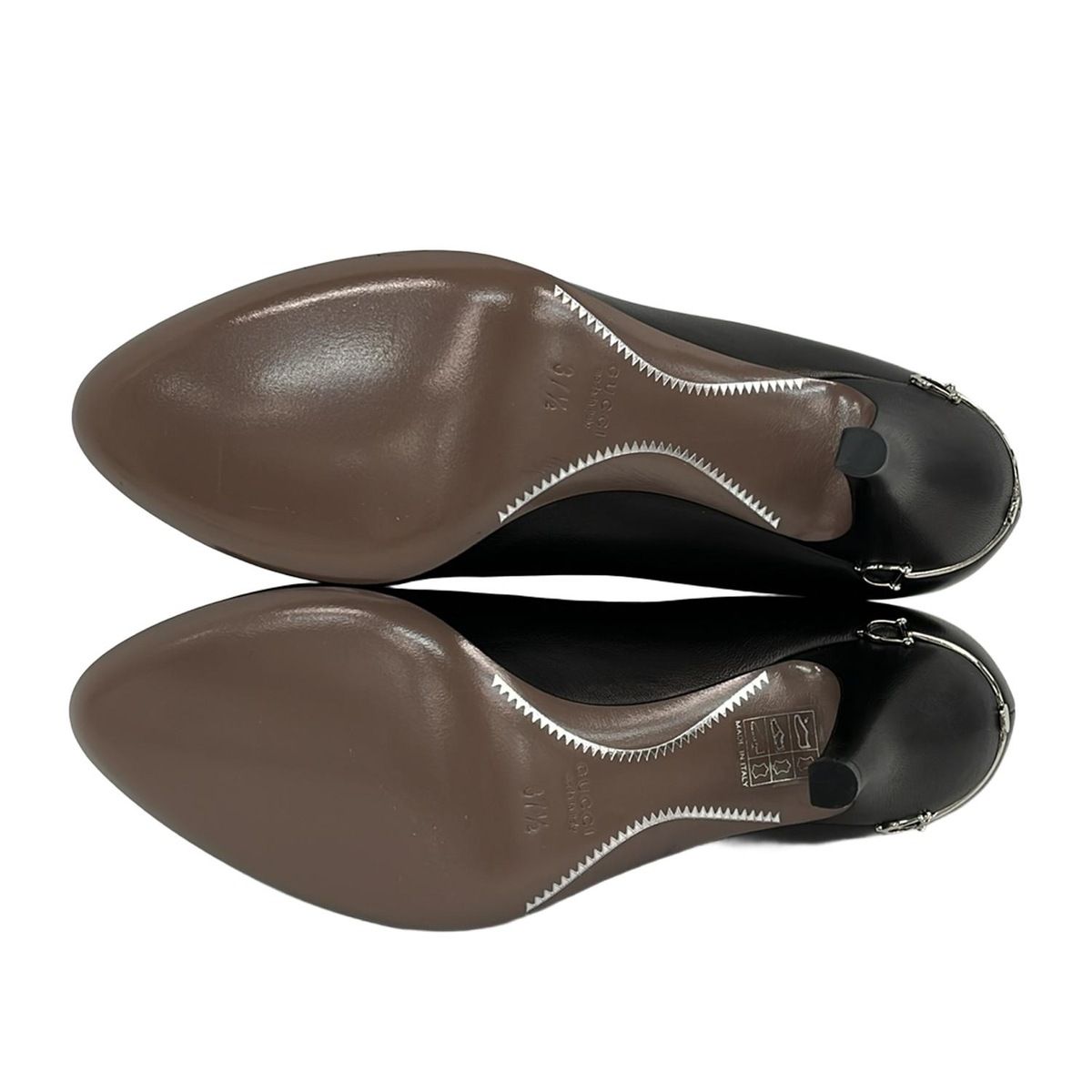 GUCCI(グッチ) パンプス 37 1/2 レディース美品 - 黒×シルバー レザー