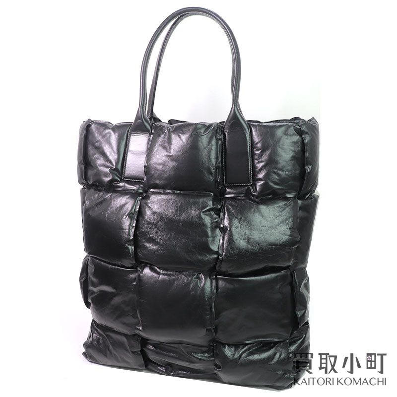 ボッテガヴェネタ イントレチャート スカッシュ トートバッグ ブラック