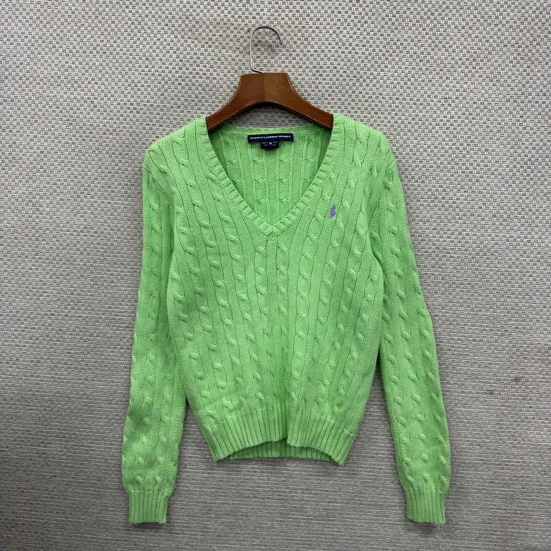 ポロ ラルフローレン 刺繍 ロゴ Vネック ケーブル編み ニット セーター