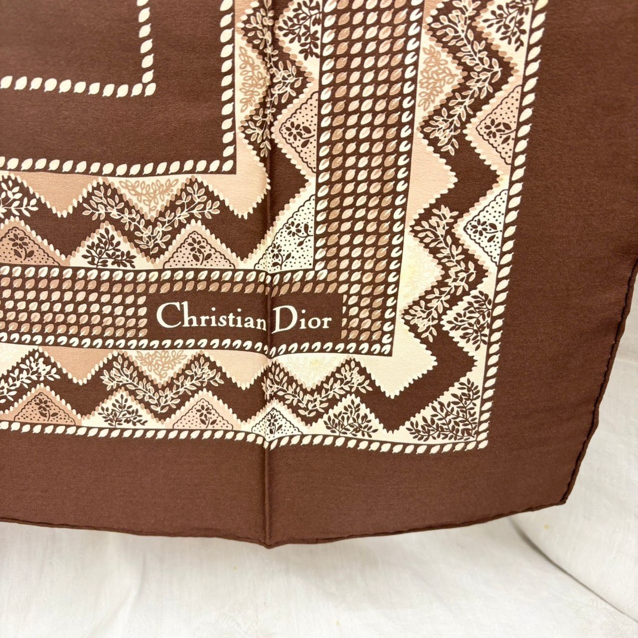 370 Christian Dior クリスチャンディオール スカーフ 68x68 ブラウン