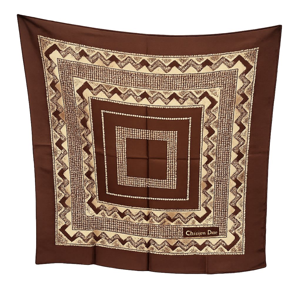 370 Christian Dior クリスチャンディオール スカーフ 68x68 ブラウン