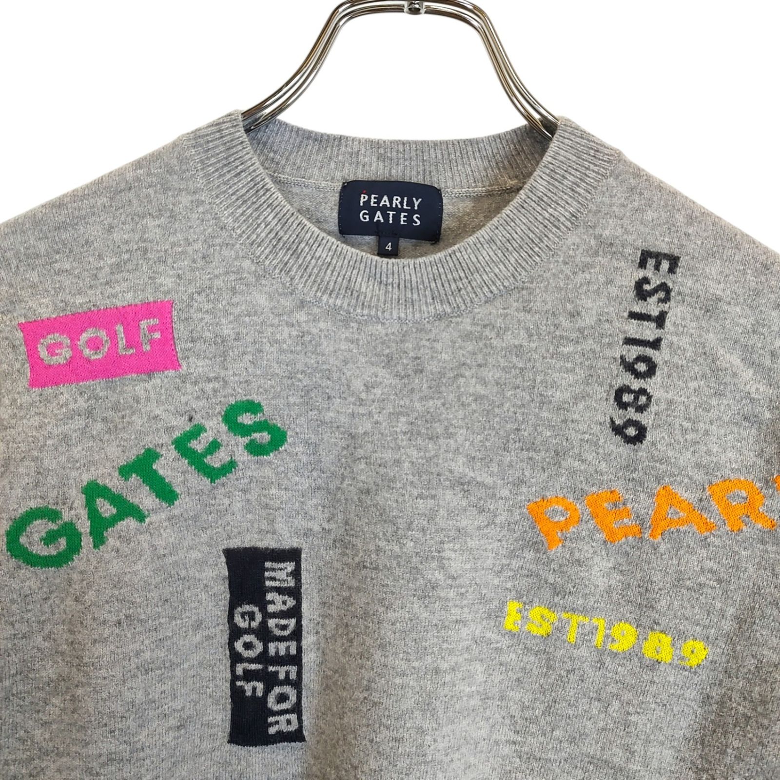 PEARLY GATES パーリーゲイツ ゴルフ 22AW 総柄 羊毛 カシミヤ 長袖