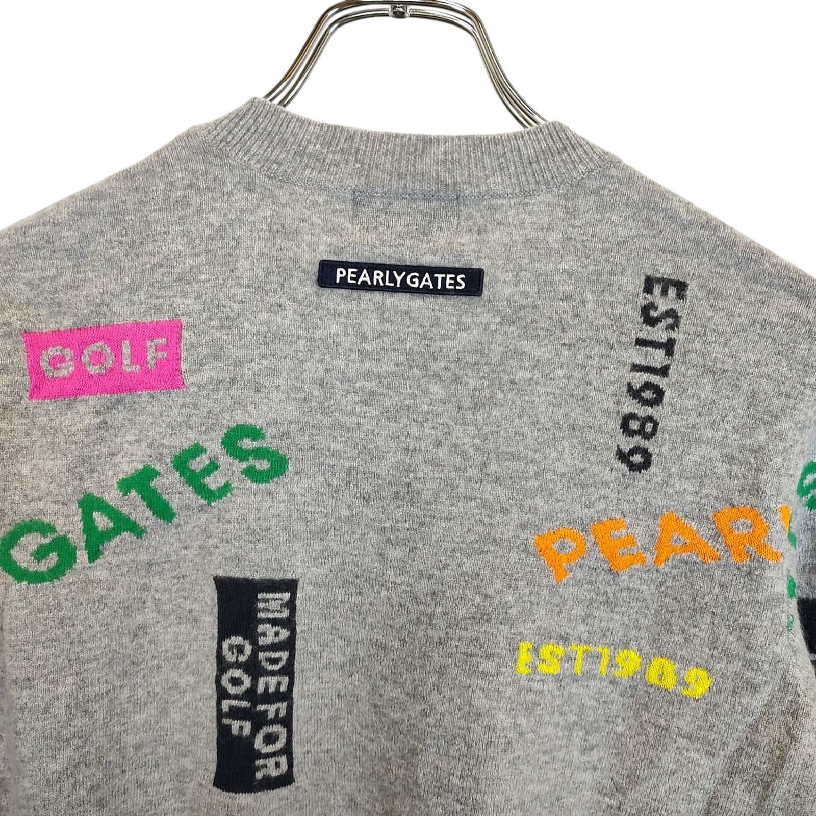 PEARLY GATES パーリーゲイツ ゴルフ 22AW 総柄 羊毛 カシミヤ 長袖