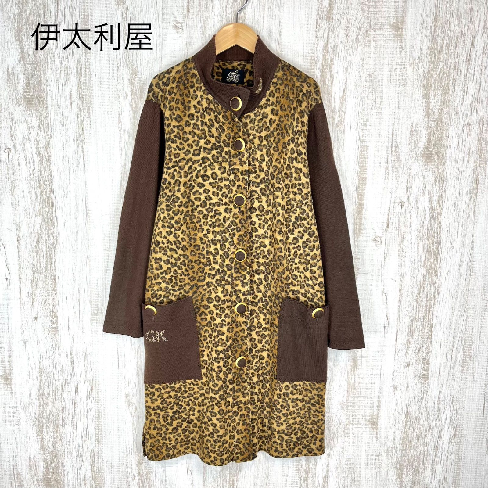 伊太利屋 イタリヤ ロゴプリント ラインストーン レオパード ヒョウ柄