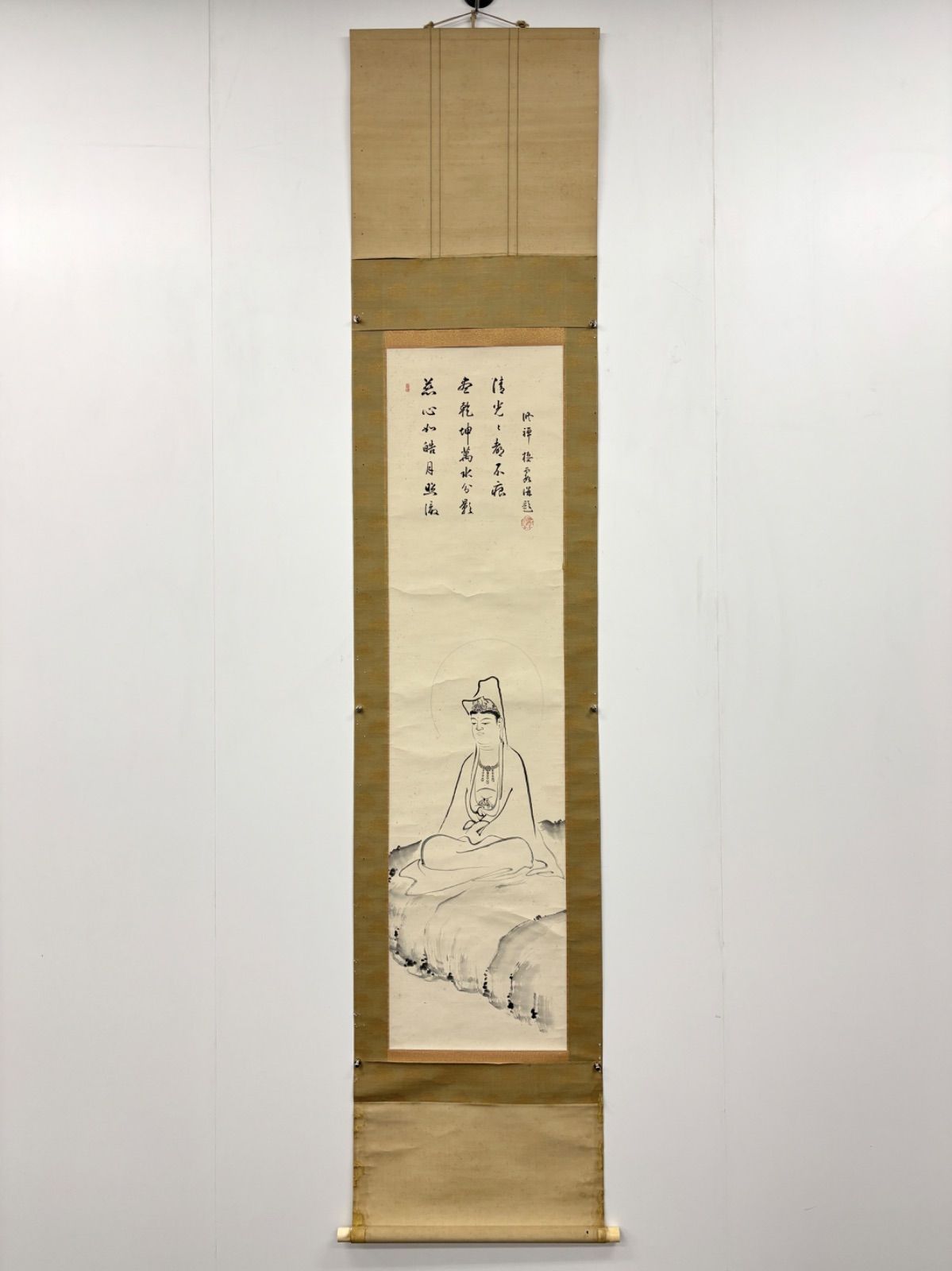 掛軸 M.68 棲霞 觀音の図 落款印あり ＃茶掛＃古美術 #骨董品 #まとめ