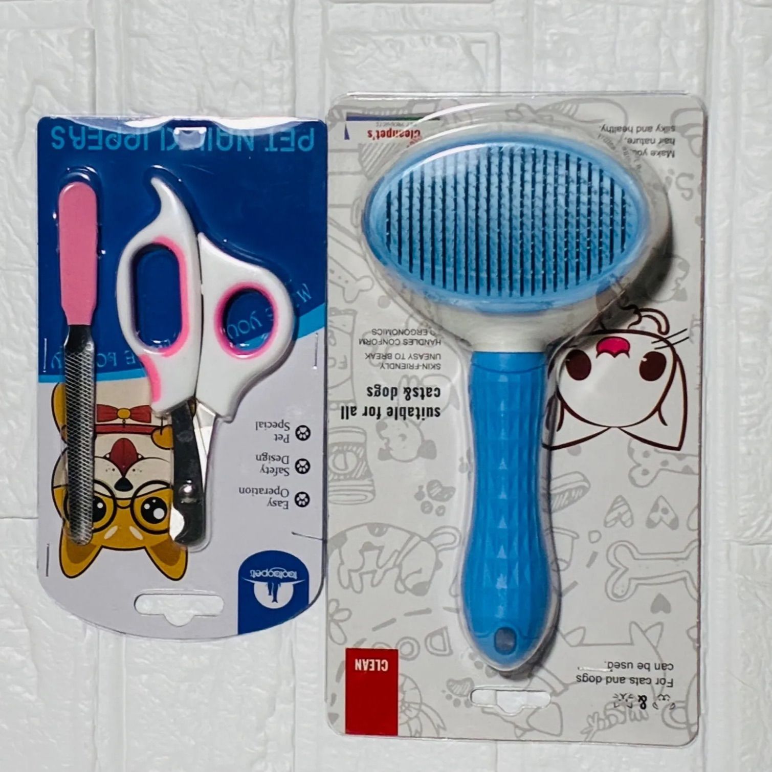 ペットケア3点セット ワンプッシュでごっそり ブラシ 爪切り やすり 犬