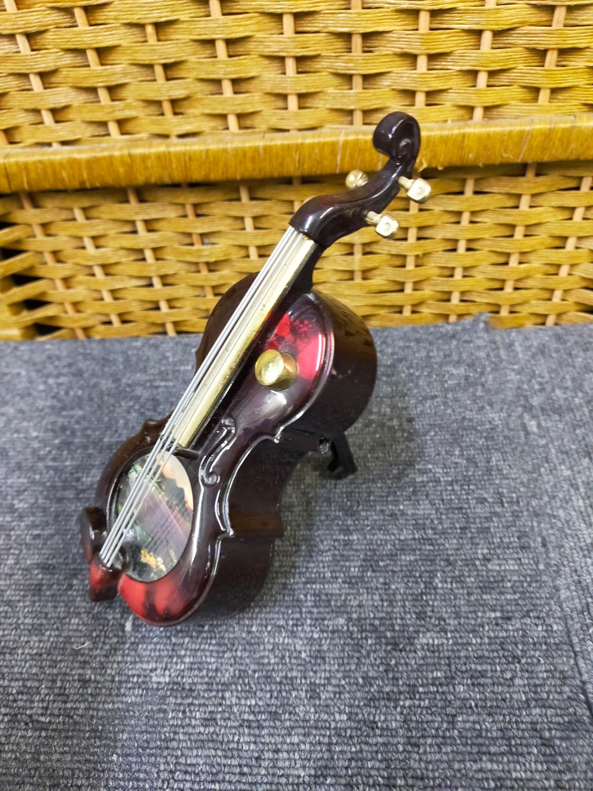 バイオリン型 オルゴール 約21cm レトロ アンティーク調 インテリア