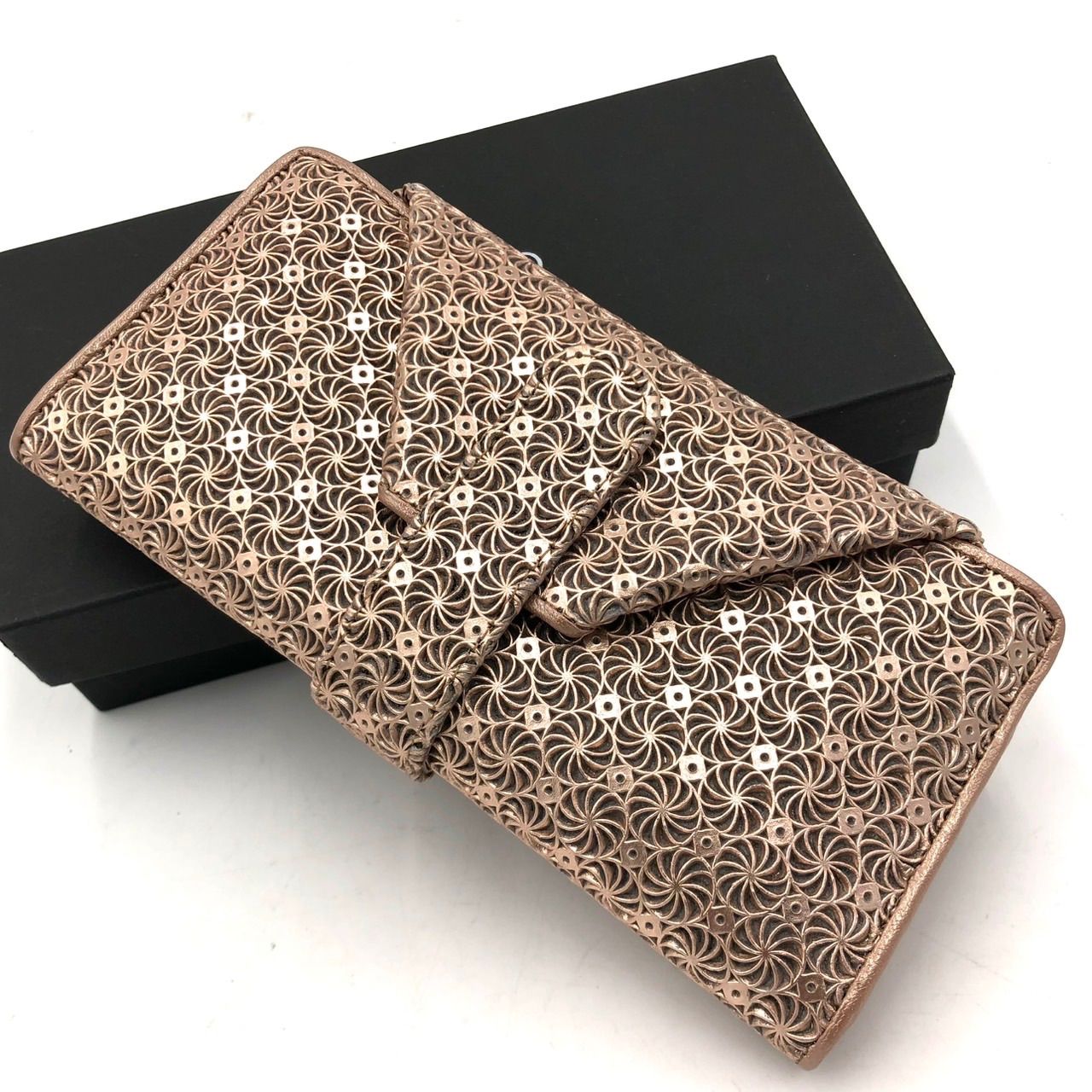 新品未使用 ヒロコハヤシ 長財布 ジラソーレ ピンクゴールド レザー 箱