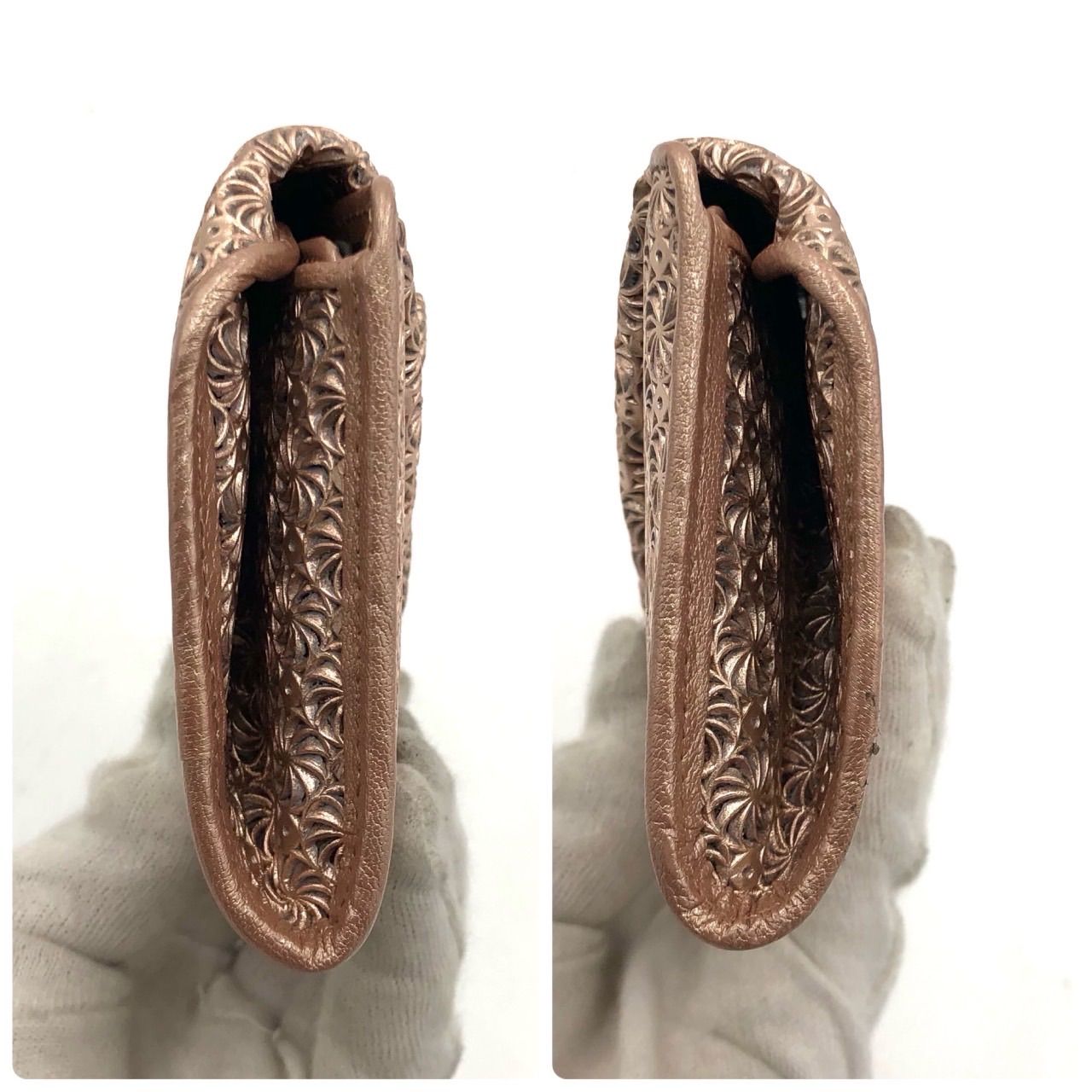 新品未使用 ヒロコハヤシ 長財布 ジラソーレ ピンクゴールド レザー 箱